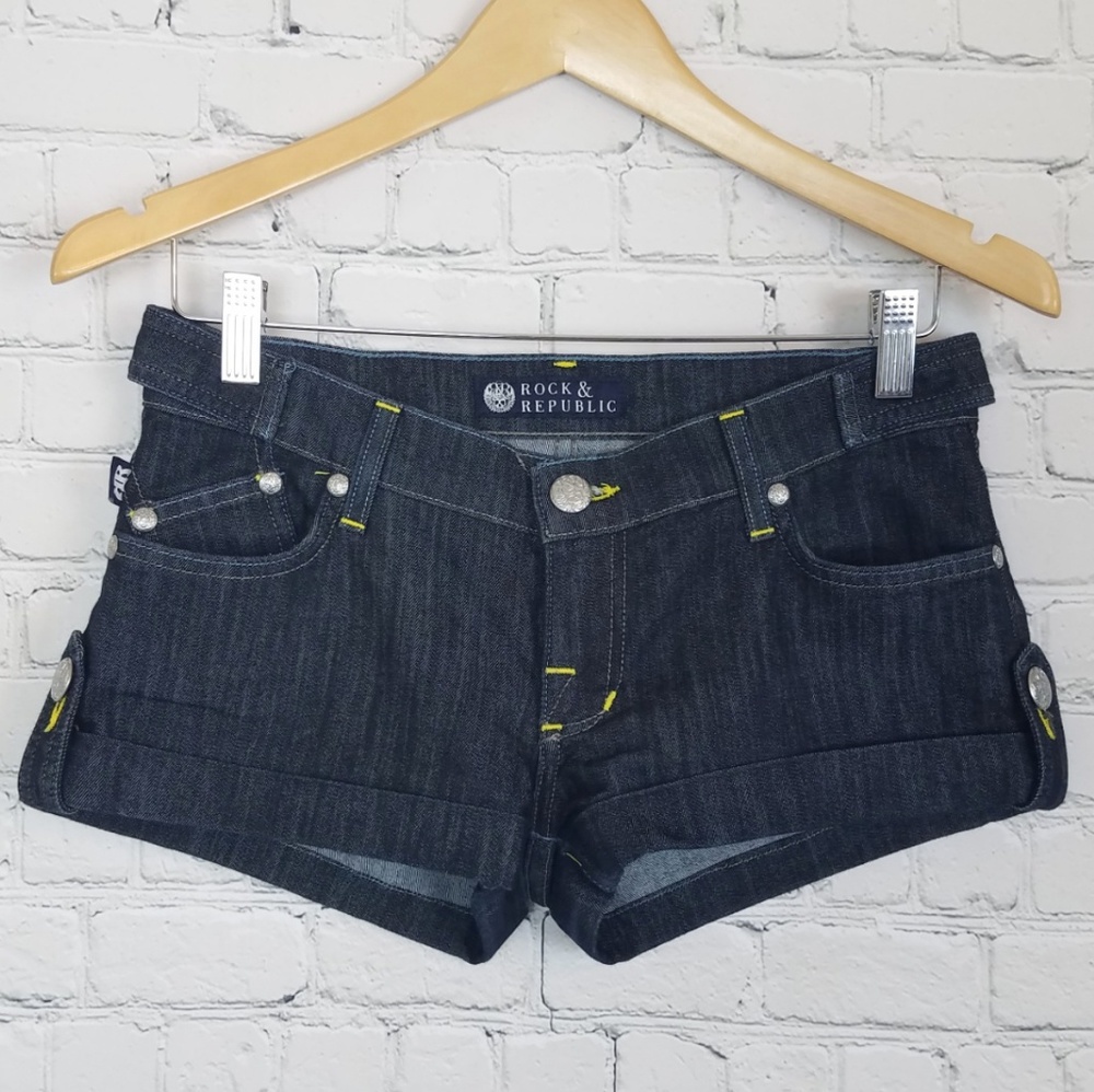 Rock & Republic Dark Wash Stylish Jean Shorts, 27